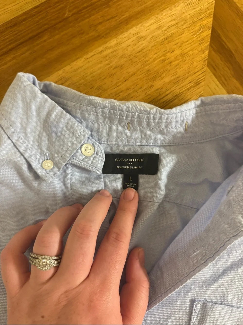 Banana Republic Pale Blue Button-Down Shirt: Oxford Slim Fit